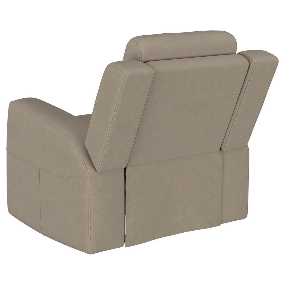 Krio Manual Recliner Chair 37 Inch Modern Taupe Brown Faux Leather BM329735