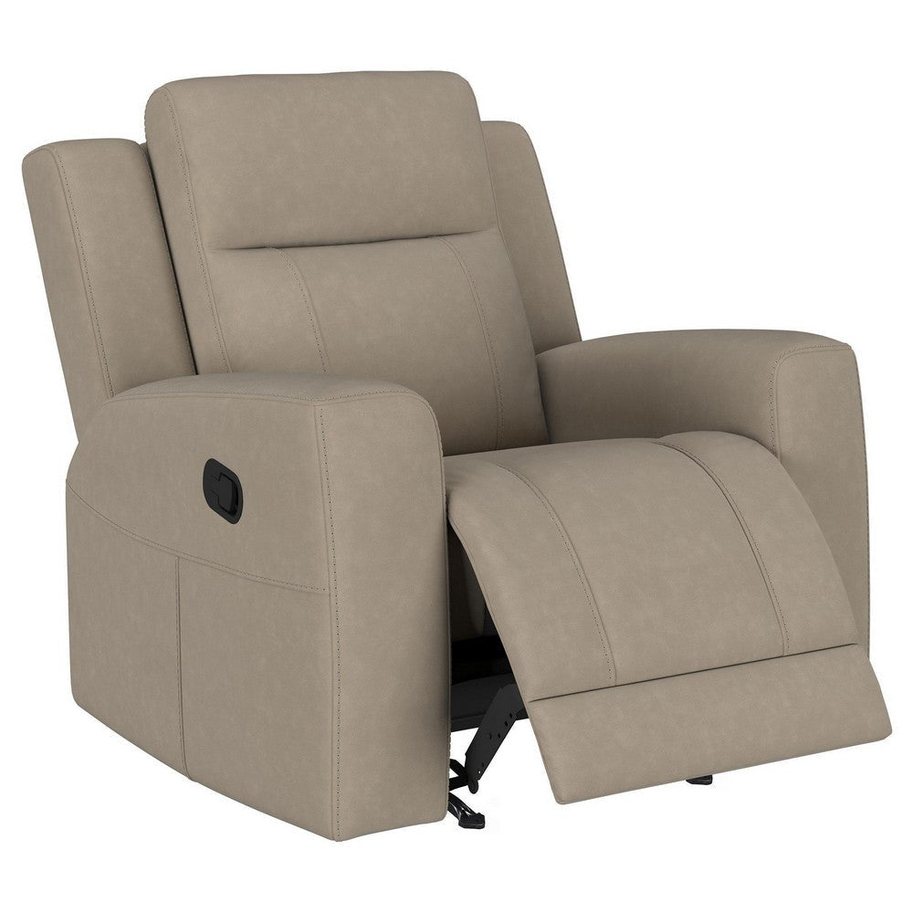 Krio Manual Recliner Chair 37 Inch Modern Taupe Brown Faux Leather BM329735