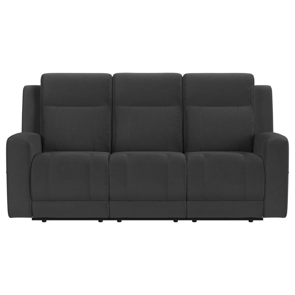 Krio Manual Recliner Sofa 80 Inch Modern Charcoal Gray Faux Leather BM329736