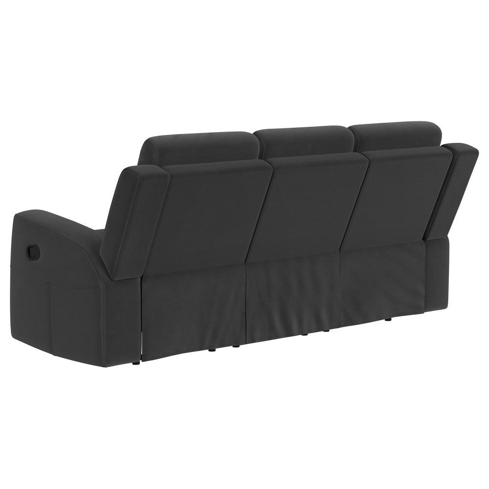 Krio Manual Recliner Sofa 80 Inch Modern Charcoal Gray Faux Leather BM329736