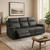 Krio Manual Recliner Sofa, 80 Inch, Modern Charcoal Gray Faux Leather