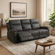 Krio Manual Recliner Sofa, 80 Inch, Modern Charcoal Gray Faux Leather