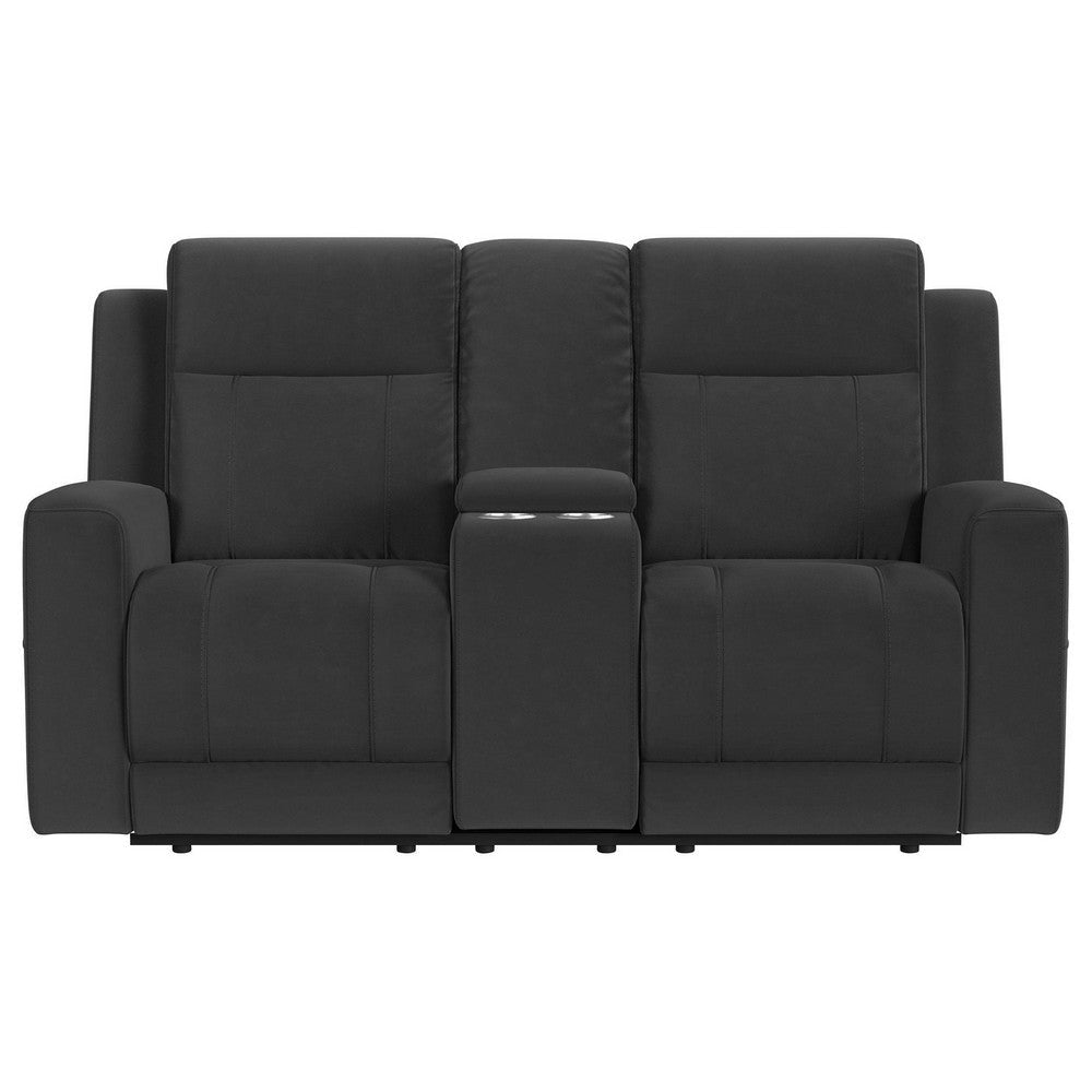 Krio Manual Recliner Loveseat 71 Inch Charcoal Gray Faux Leather BM329737