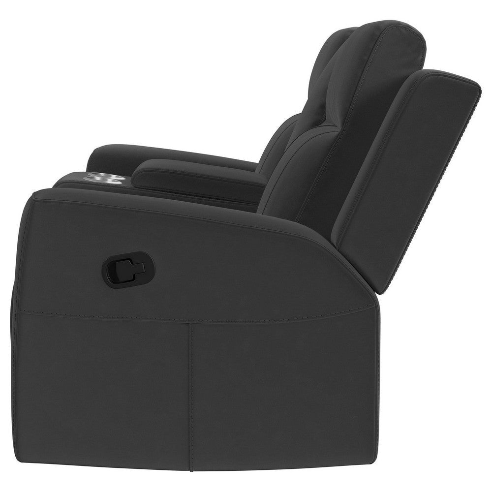 Krio Manual Recliner Loveseat 71 Inch Charcoal Gray Faux Leather BM329737