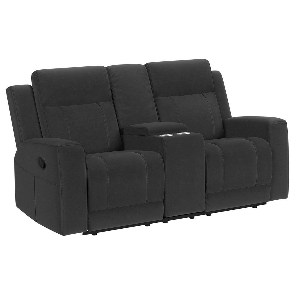 Krio Manual Recliner Loveseat 71 Inch Charcoal Gray Faux Leather BM329737