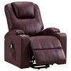 Stoy Power Lift Recliner Chair Massage 36 Inch Wine Red Faux Leather