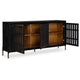Ashley Lizzy Sideboard Console 3 Inner Shelves Black Natural Wood 64 Inch BM329742