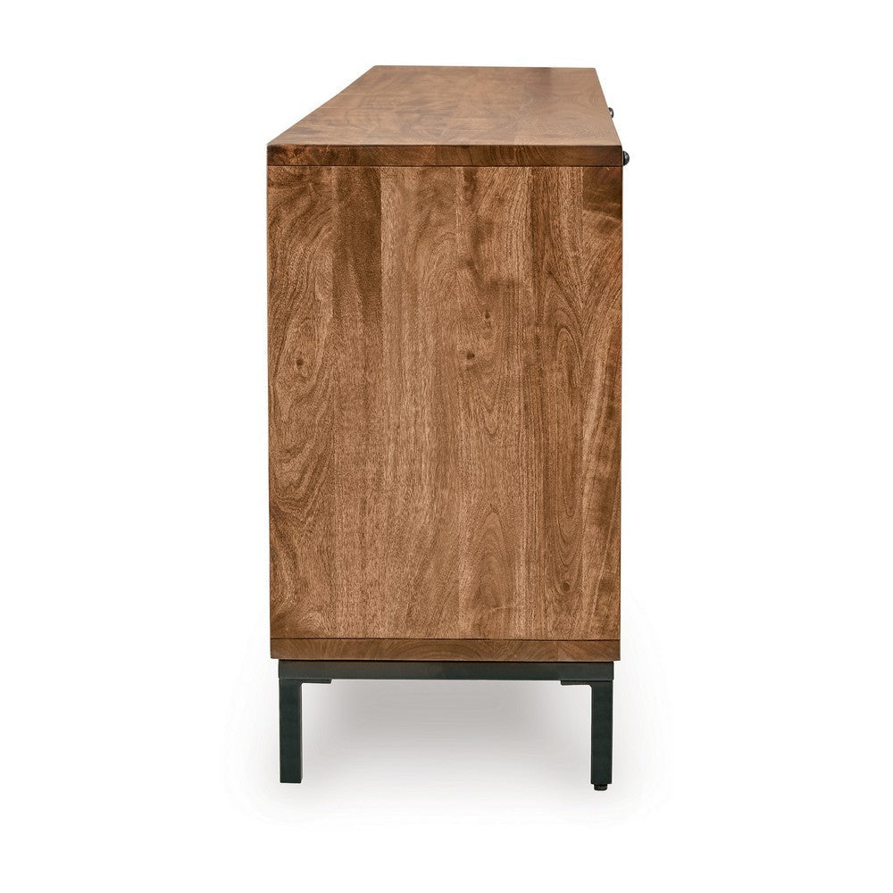 Ashley Anby Sideboard Console 4 Doors 2 Shelves Black Brown Wood 70 Inch BM329743