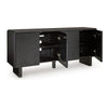 Ashley Arrel Sideboard Console Beveled 4 Doors Black Solid Wood 65 Inch BM329746