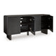 Ashley Arrel Sideboard Console Beveled 4 Doors Black Solid Wood 65 Inch BM329746