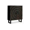 Ashley Ayma Buffet Console with 2 Doors, Carved Sunburst, Black Wood 40 Inch