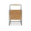 Ashley Faron Magazine File Rack with Handles Black Metal Brown Leather BM329748