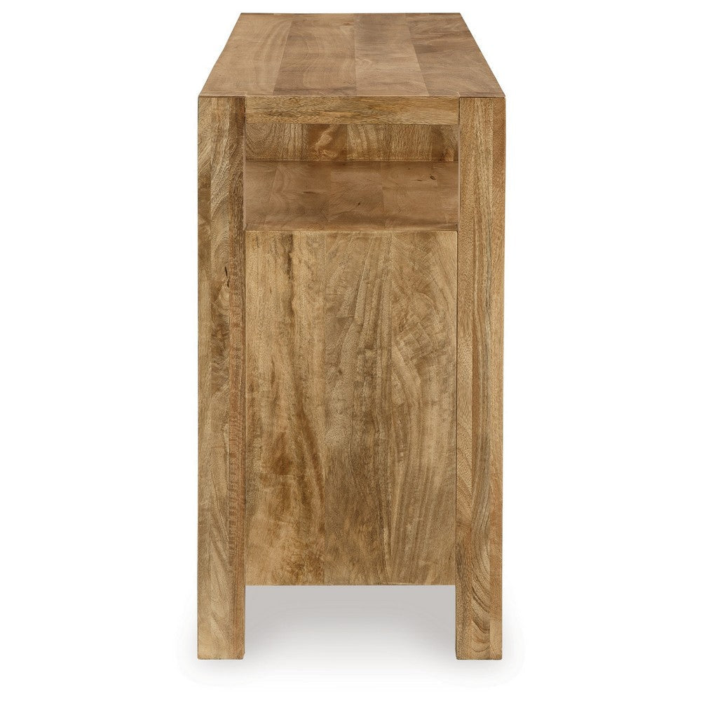 Ashley Hugh Sideboard Cabinet Console Butcher Block Natural Brown 68 Inch BM329749