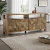 Ashley Hugh Sideboard Cabinet Console, Butcher Block Natural Brown 68 Inch