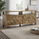 Ashley Hugh Sideboard Cabinet Console, Butcher Block Natural Brown 68 Inch