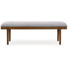 Ashley Jeyn Large Dining Room Bench 59 Inch Brown Hardwood Gray Polyester BM329750