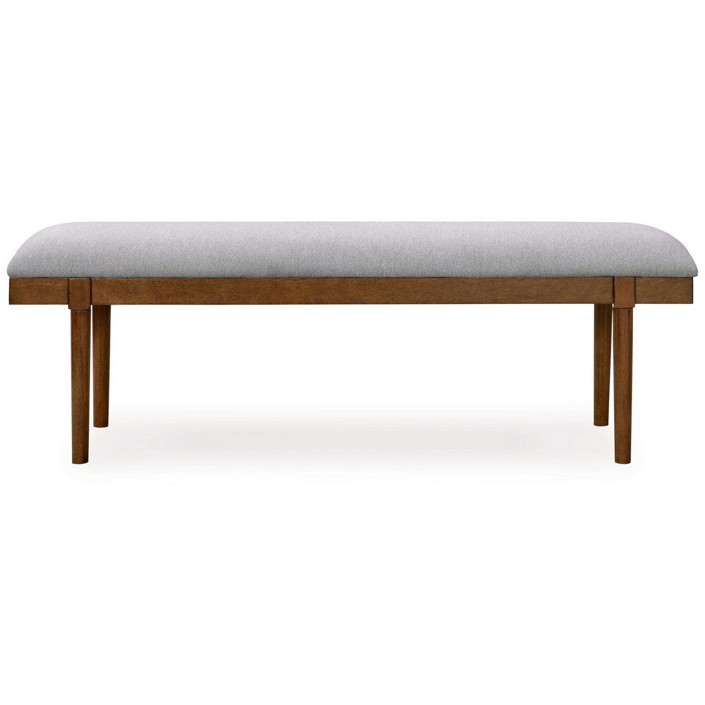 Ashley Jeyn Large Dining Room Bench 59 Inch Brown Hardwood Gray Polyester BM329750