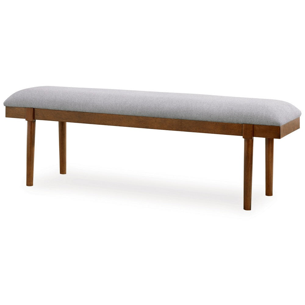 Ashley Jeyn Large Dining Room Bench 59 Inch Brown Hardwood Gray Polyester BM329750