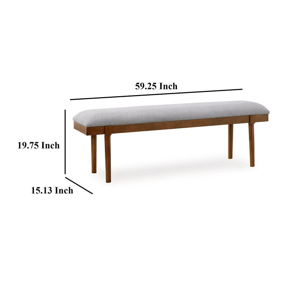 Ashley Jeyn Large Dining Room Bench 59 Inch Brown Hardwood Gray Polyester BM329750