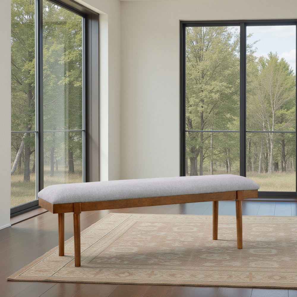 Ashley Jeyn Large Dining Room Bench, 59 Inch Brown Hardwood, Gray Polyester
