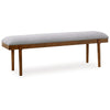 Ashley Jeyn Large Dining Room Bench, 59 Inch Brown Hardwood, Gray Polyester