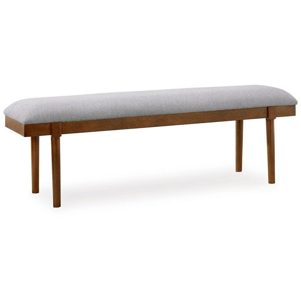 Ashley Jeyn Large Dining Room Bench, 59 Inch Brown Hardwood, Gray Polyester