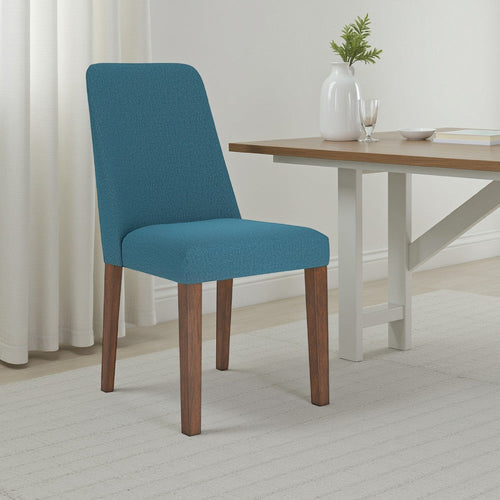 Ashley Jeyn Dining Side Chair Set of 2, Solid Hardwood, Blue Polyester Fabric