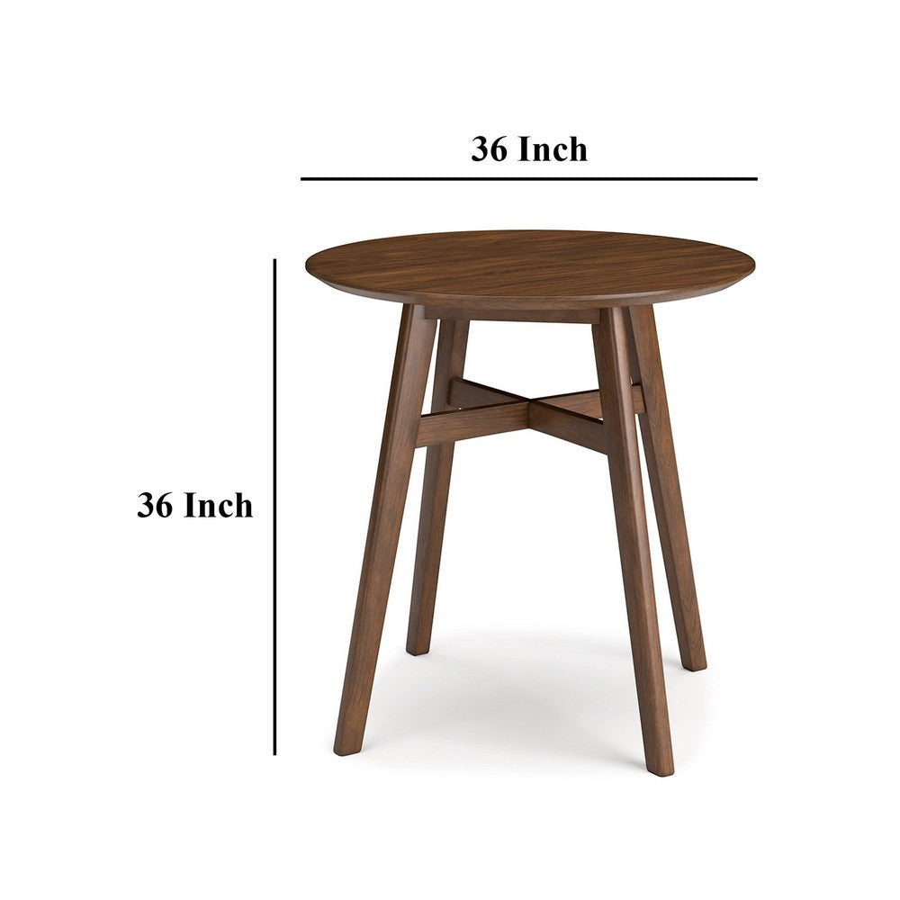 Ashley Jeyn Round Counter Table with Open Frame 36 Inch Brown Mango Wood BM329756