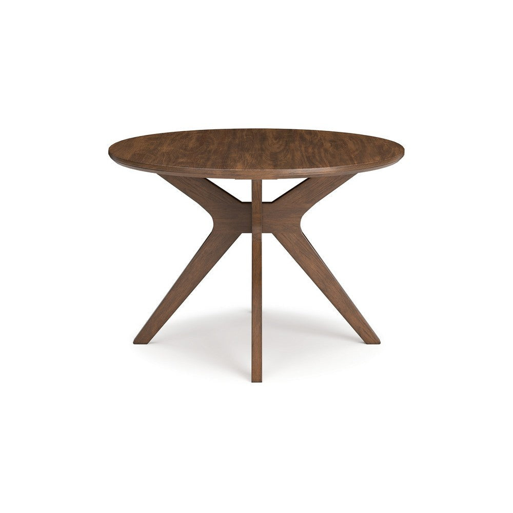 Ashley Jeyn Round Dining Table Modern Curved Base 45 Inch Brown Mango Wood BM329757