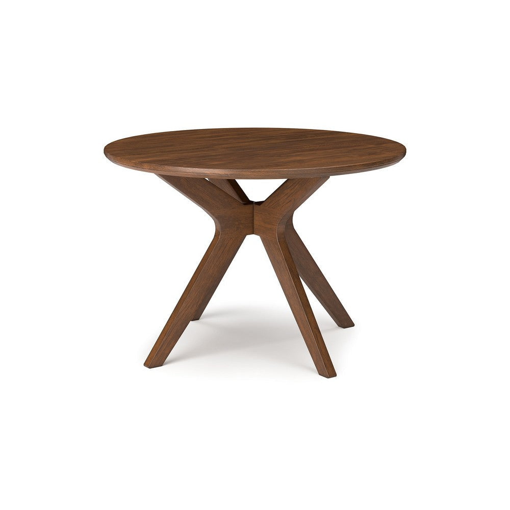 Ashley Jeyn Round Dining Table Modern Curved Base 45 Inch Brown Mango Wood BM329757