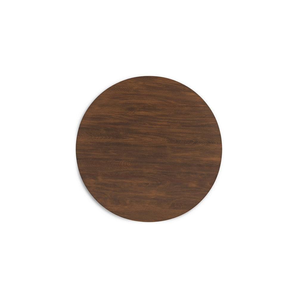 Ashley Jeyn Round Dining Table Modern Curved Base 45 Inch Brown Mango Wood BM329757