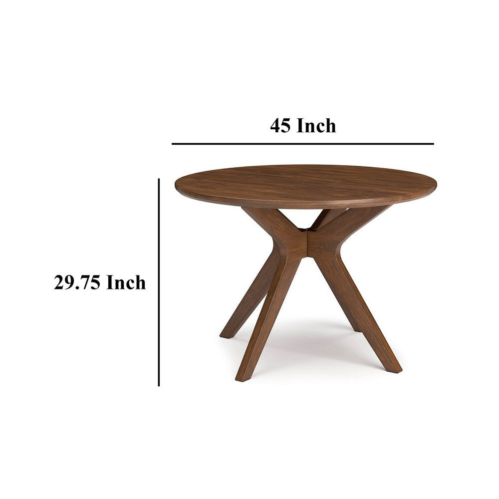 Ashley Jeyn Round Dining Table Modern Curved Base 45 Inch Brown Mango Wood BM329757