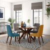 Ashley Jeyn Round Dining Table, Modern Curved Base, 45 Inch Brown Mango Wood