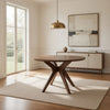Ashley Jeyn Round Dining Table, Modern Curved Base, 45 Inch Brown Mango Wood