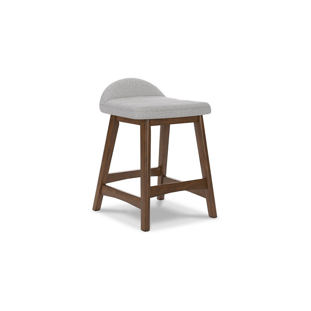 Ashley Jeyn Counter Stool with Footrest Set of 2, Brown Wood, Light Gray Seat