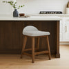 Ashley Jeyn Counter Stool with Footrest Set of 2, Brown Wood, Light Gray Seat