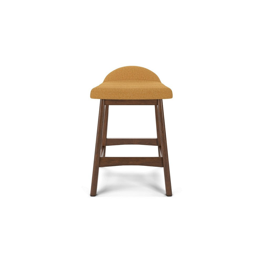 Ashley Jeyn Counter Stool with Footrest Set of 2 Brown Hardwood Yellow Seat