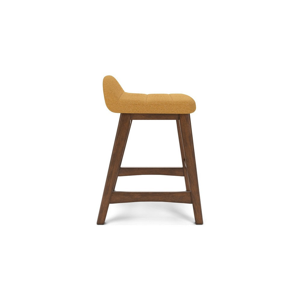 Ashley Jeyn Counter Stool with Footrest Set of 2 Brown Hardwood Yellow Seat