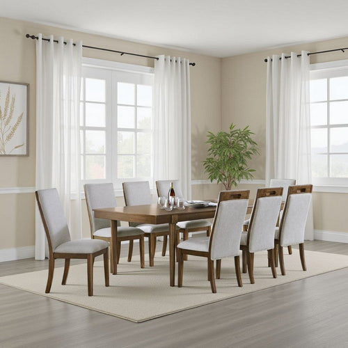 Ashley Jeyn Dining Table, Tapered Legs, Extendable 74-92 Inch Brown Hardwood