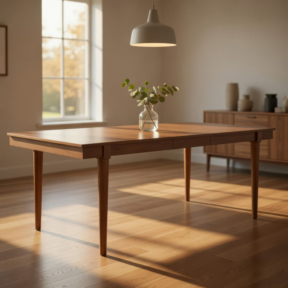 Ashley Jeyn Dining Table, Tapered Legs, Extendable 74-92 Inch Brown Hardwood