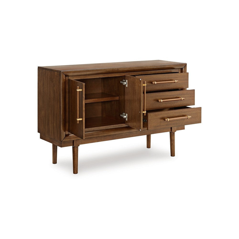 Ashley Jeyn Dining Room Server with 3 Drawers and Fixed Shelf Brown Hardwood BM329763