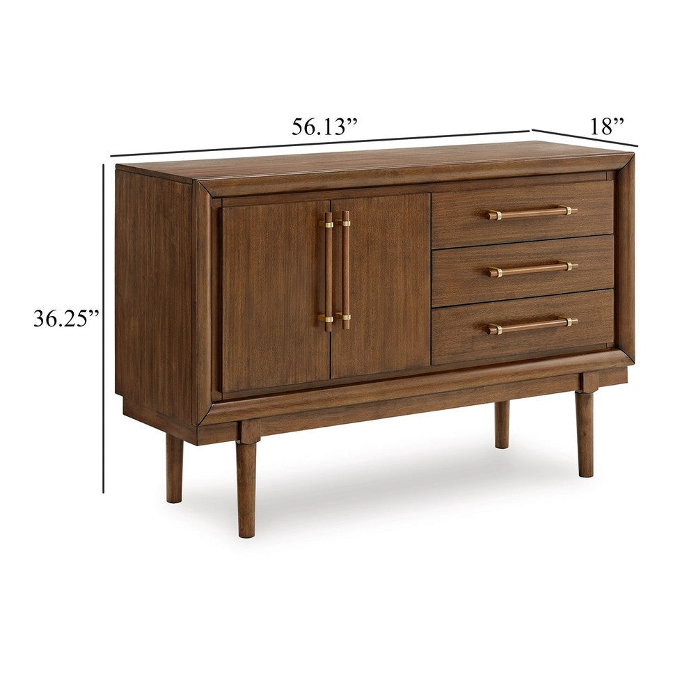 Ashley Jeyn Dining Room Server with 3 Drawers and Fixed Shelf Brown Hardwood BM329763