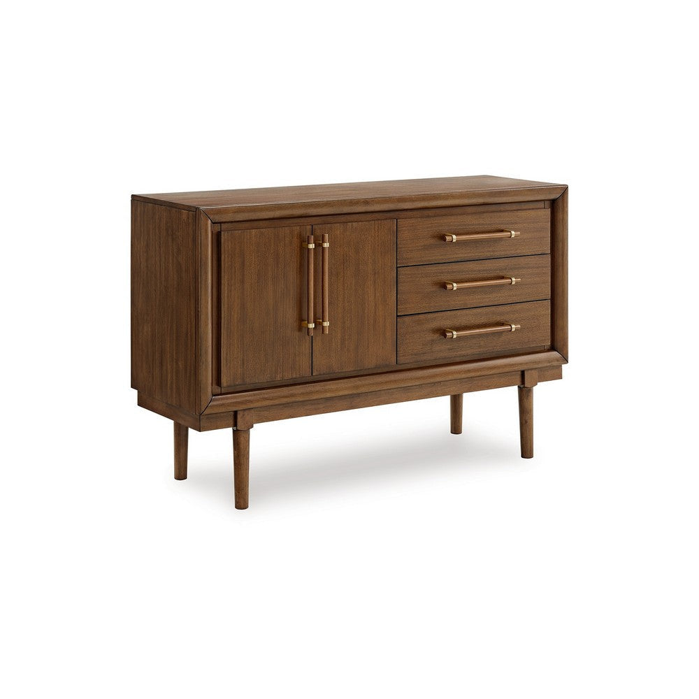 Ashley Jeyn Dining Room Server with 3 Drawers and Fixed Shelf, Brown Hardwood