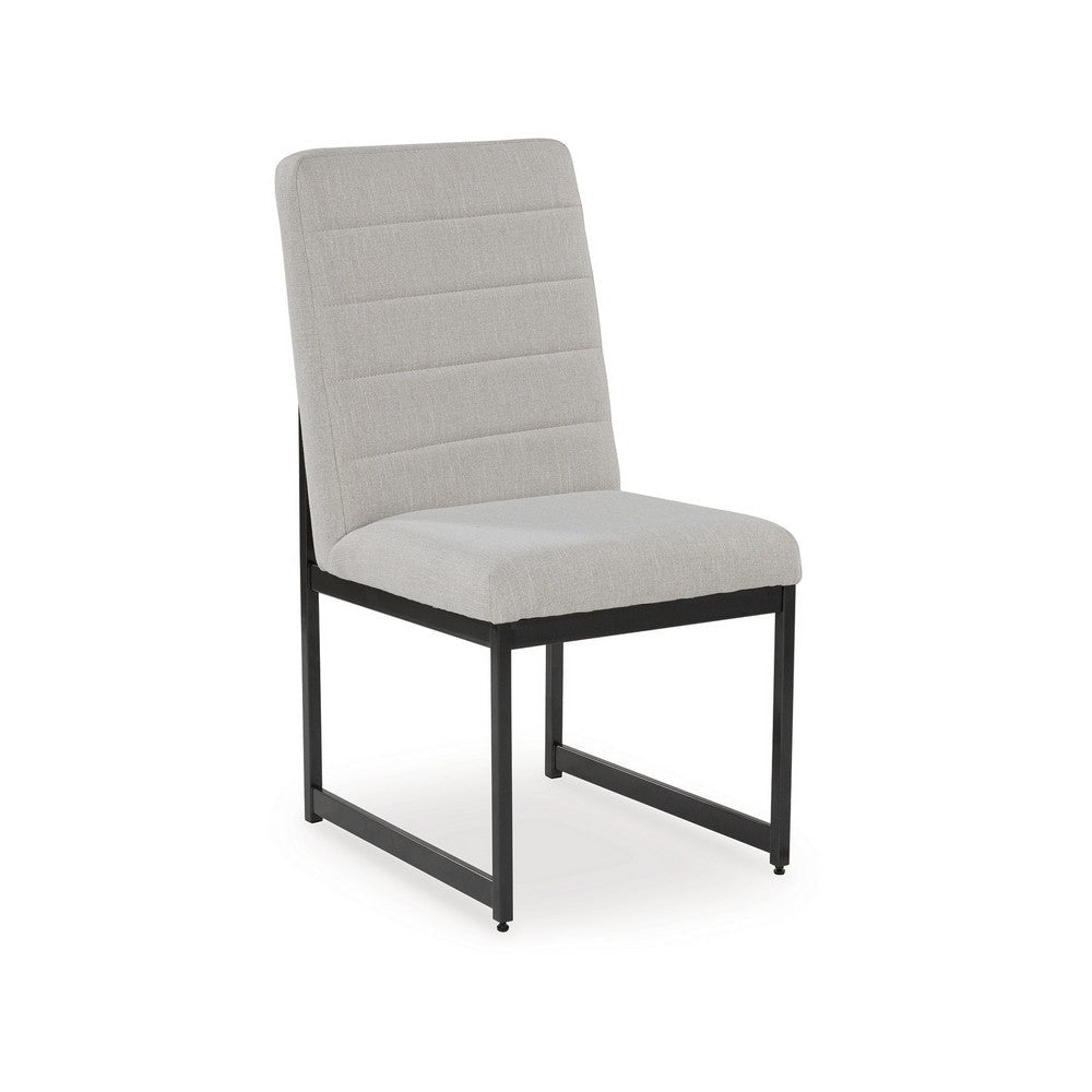 Ashley Myka Dining Side Chair Set of 2, Modern Sled Legs, Gray Polyester