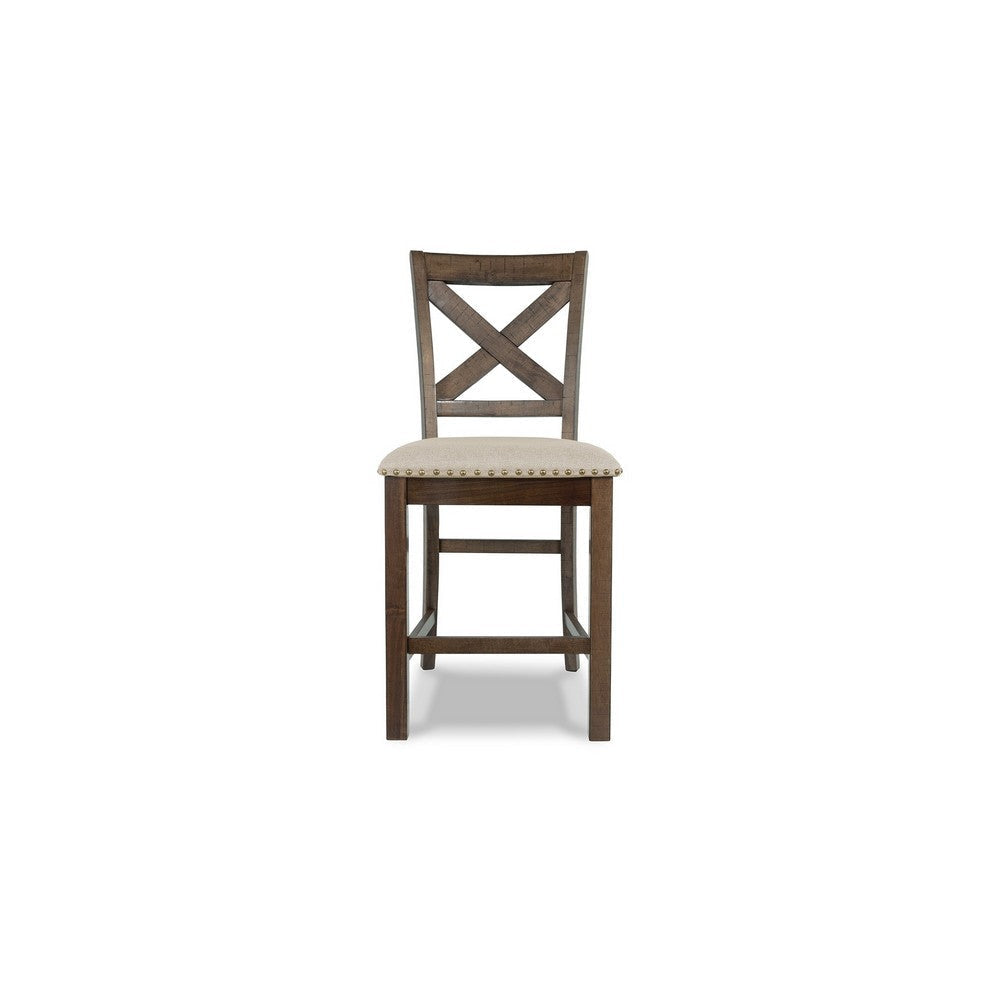 Ashley Chip Counter Height Chair Set of 2 Distress Nutmeg Wood Polyester BM329767