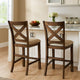 Ashley Chip Counter Height Chair Set of 2, Distress Nutmeg Wood, Polyester