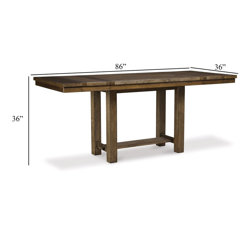 Ashley Chip Counter Height Dining Table with Tenon Pedestal Base Nutmeg Wood BM329768