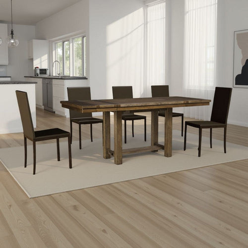 Ashley Chip Counter Height Dining Table with Tenon Pedestal Base, Nutmeg Wood