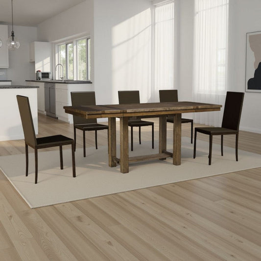 Ashley Chip Counter Height Dining Table with Tenon Pedestal Base, Nutmeg Wood