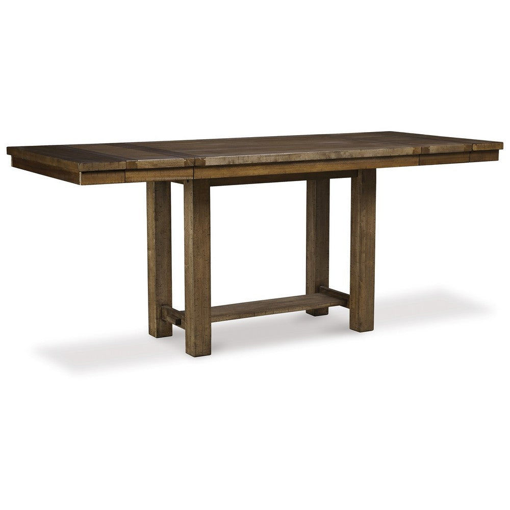 Ashley Chip Counter Height Dining Table with Tenon Pedestal Base, Nutmeg Wood